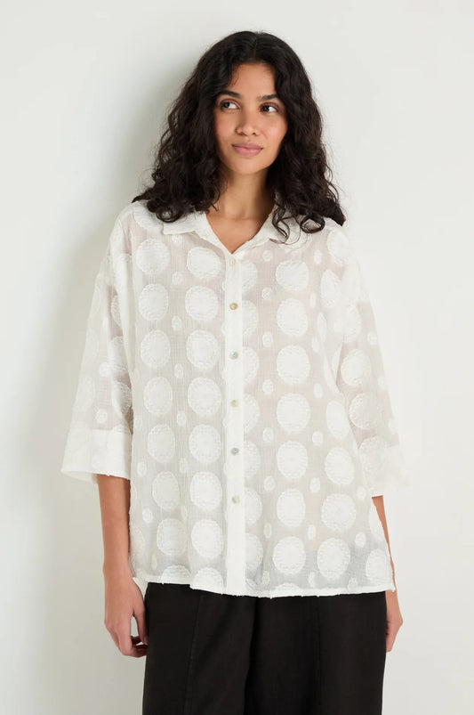 Sahara White Jacquard Circles Shirt SPT6784-MUCJ