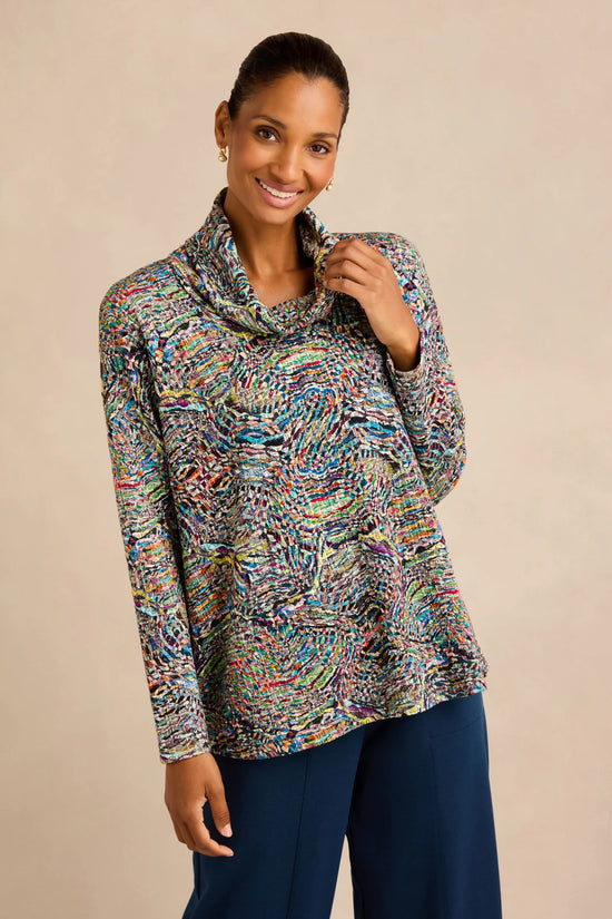 Sahara Multi-Coloured Textured Prism Jersey Top