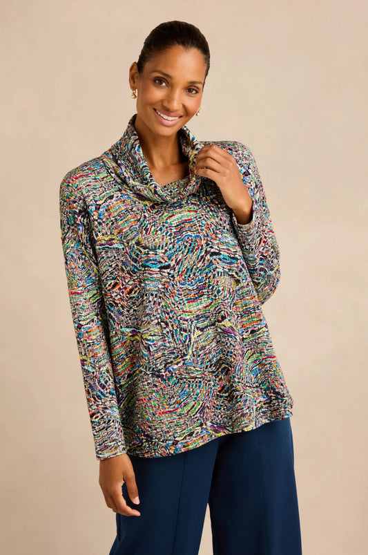 Sahara Multi-Coloured Textured Prism Jersey Top