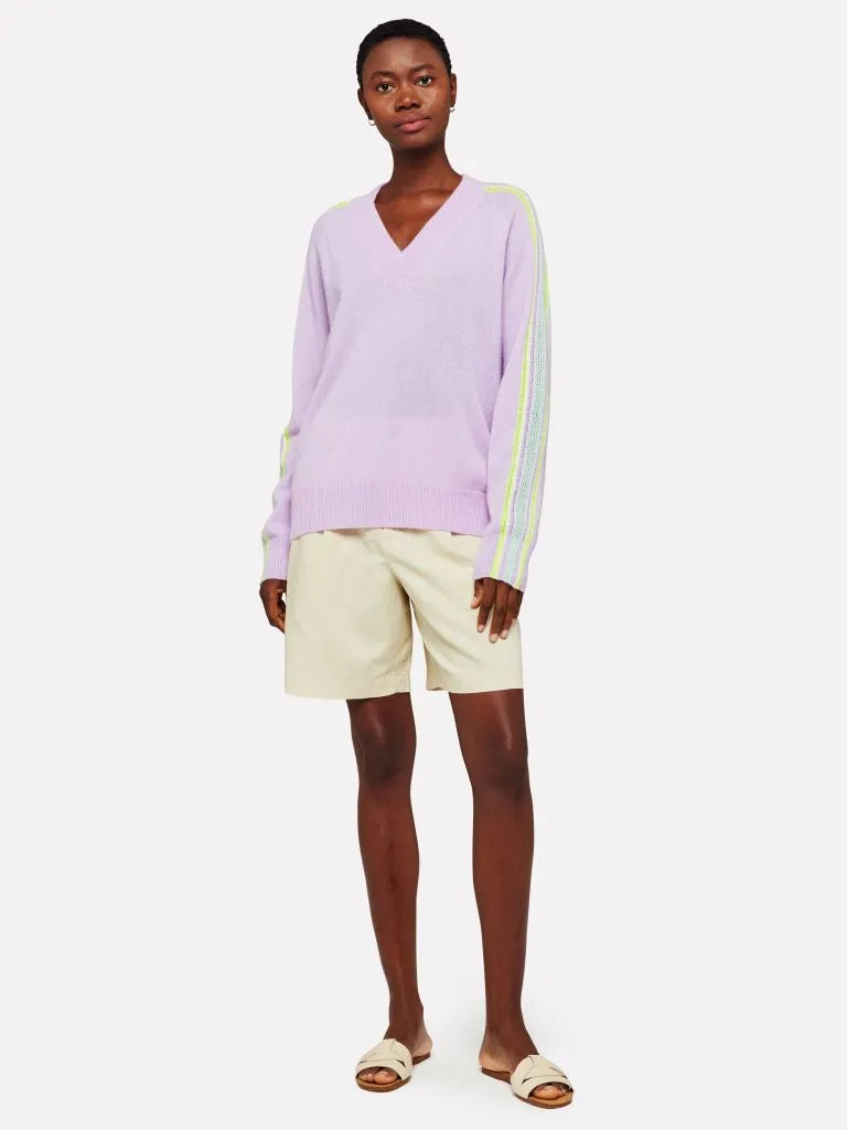 Brodie mesh stripe sleeve sweater SS25B126