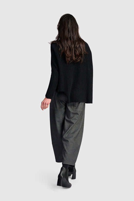 Alembika Black Sculpt Stepped Hem Boxy Sweater
