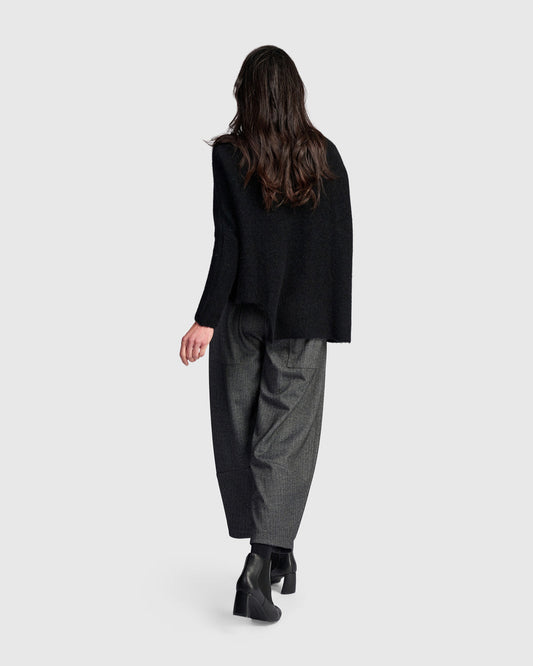 Alembika Black Sculpt Stepped Hem Boxy Sweater