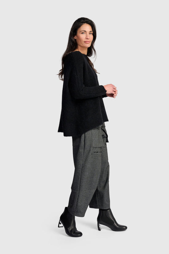Alembika Black Sculpt Stepped Hem Boxy Sweater