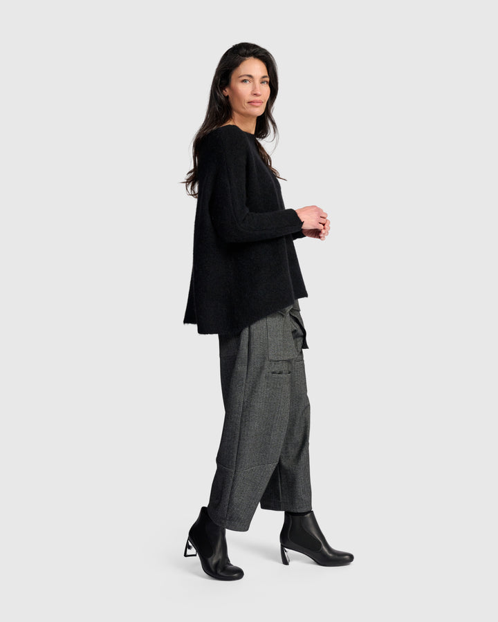 Alembika Black Sculpt Stepped Hem Boxy Sweater