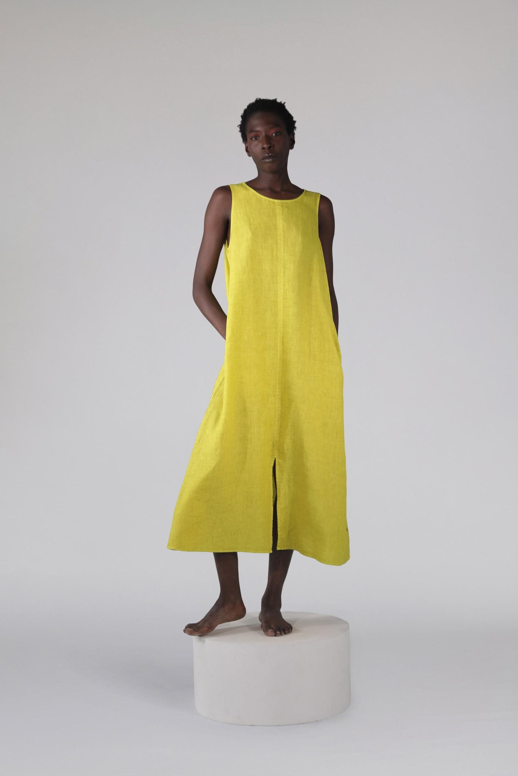 Elemente Clemente Owo Kiwi Linen Sleeveless A-Line Dress