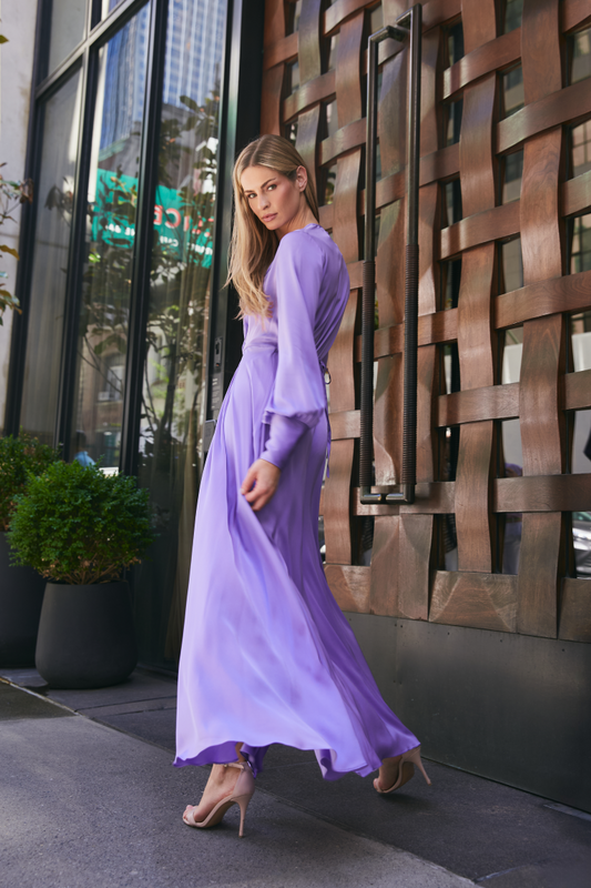 Nouvelle Silk 95 Violet Palm Beach Long Silk Dress 25225