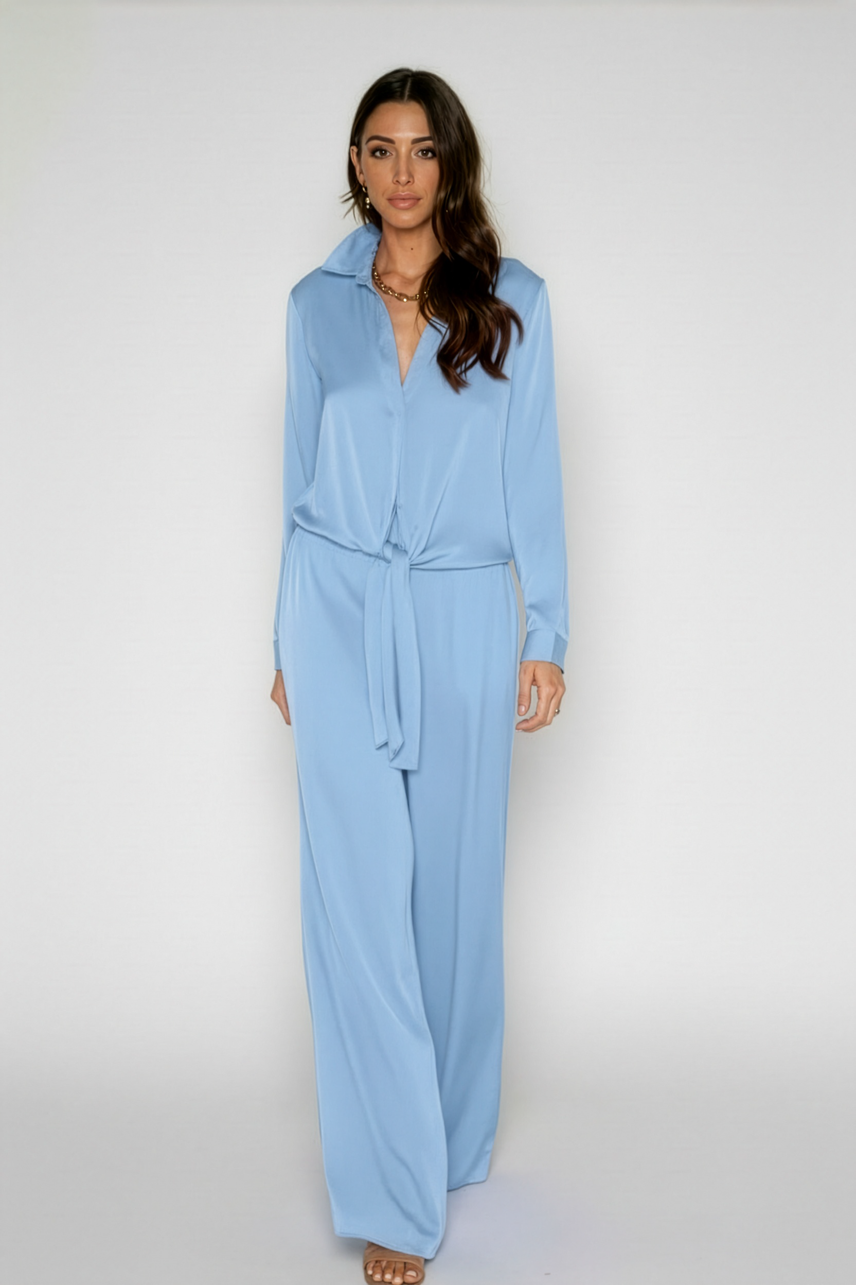 Nouvelle Silk 95 Periwinkle The Thai Top with Tie Hem