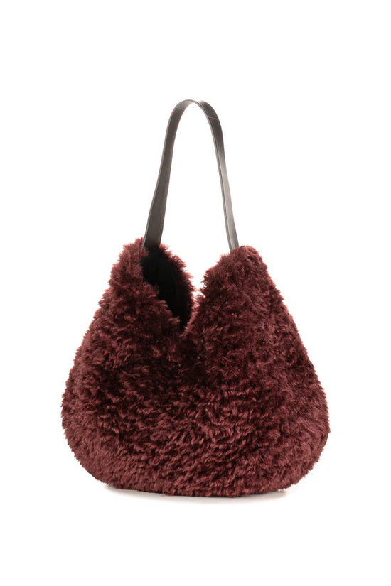 Helen Moore Burgundy Faux Fur Slouch bag