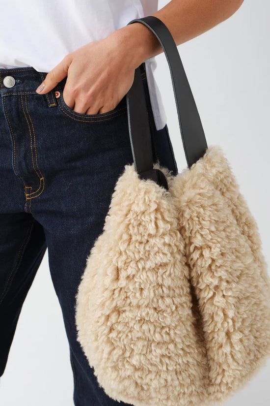 Helen Moore Cream Faux Fur Slouch bag