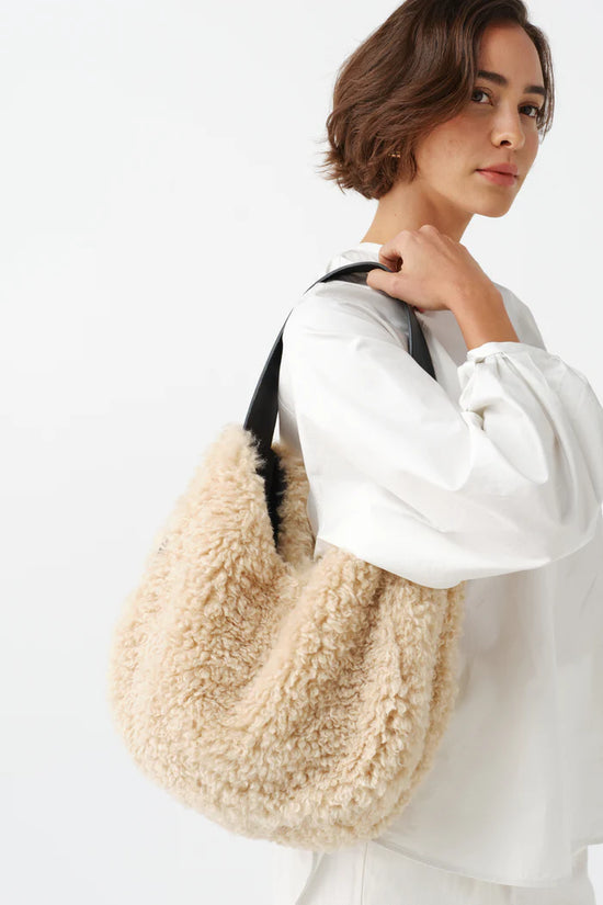 Helen Moore Cream Faux Fur Slouch bag