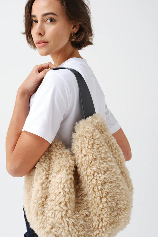 Helen Moore Cream Faux Fur Slouch bag