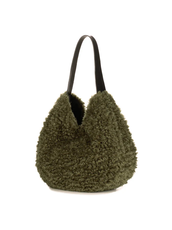 Helen Moore Forest Green Faux Fur Slouch Bag