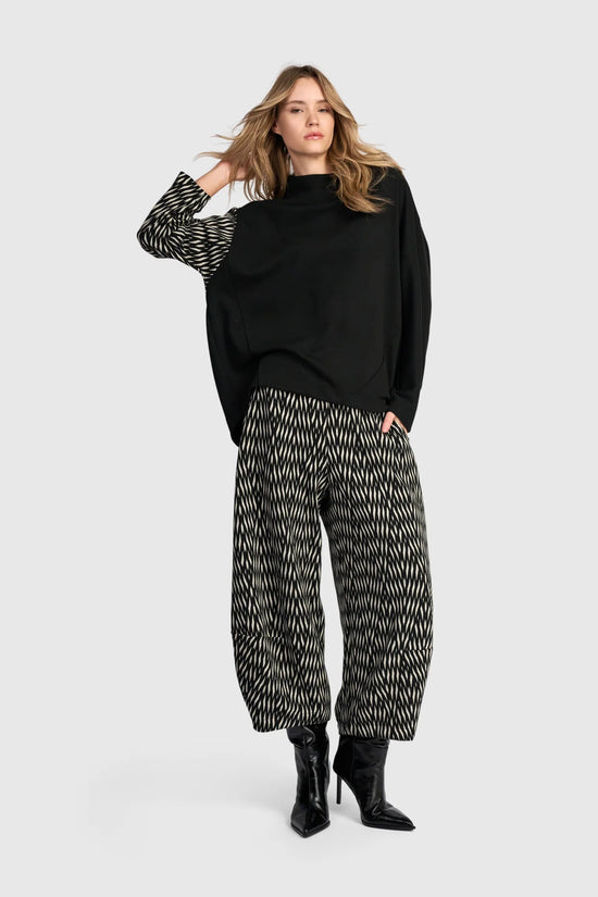 Alembika Black/Zebra Cadence Funnel Pullover Top