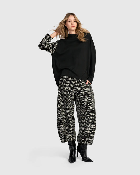 Alembika Black/Zebra Cadence Funnel Pullover Top