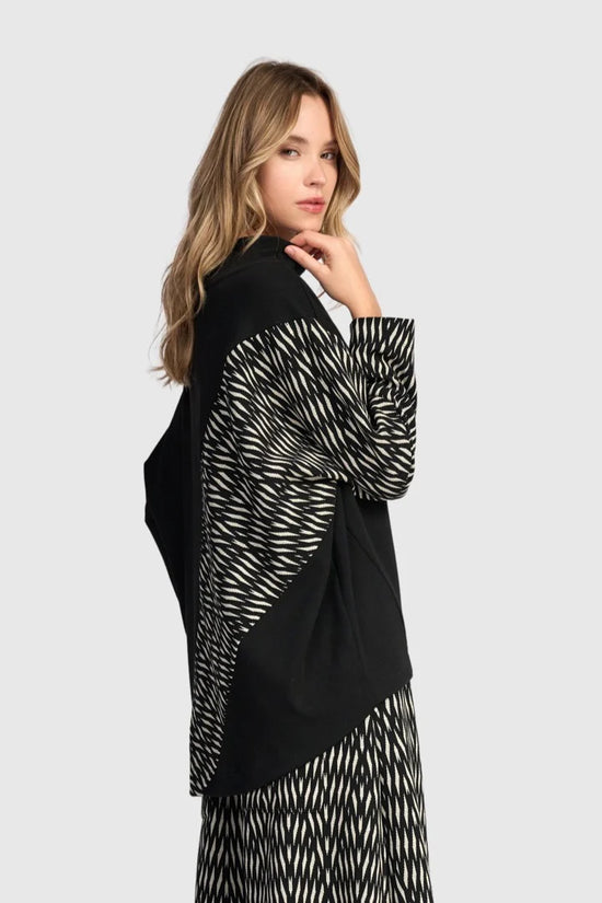 Alembika Black/Zebra Cadence Funnel Pullover Top