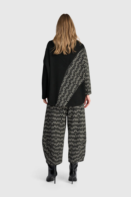 Alembika Black/Zebra Cadence Funnel Pullover Top