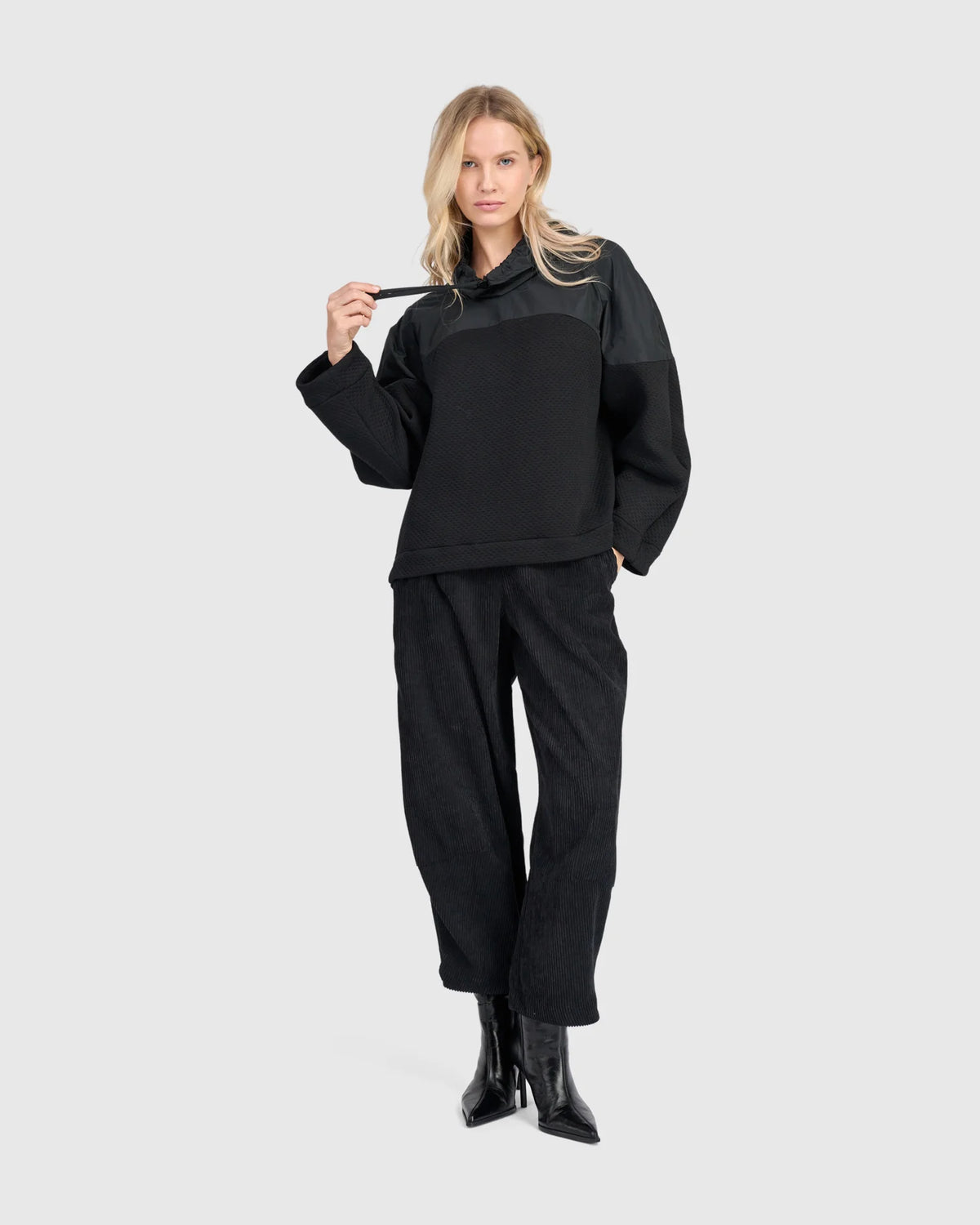 Alembika Black Cord Easy Lantern Trousers AP701