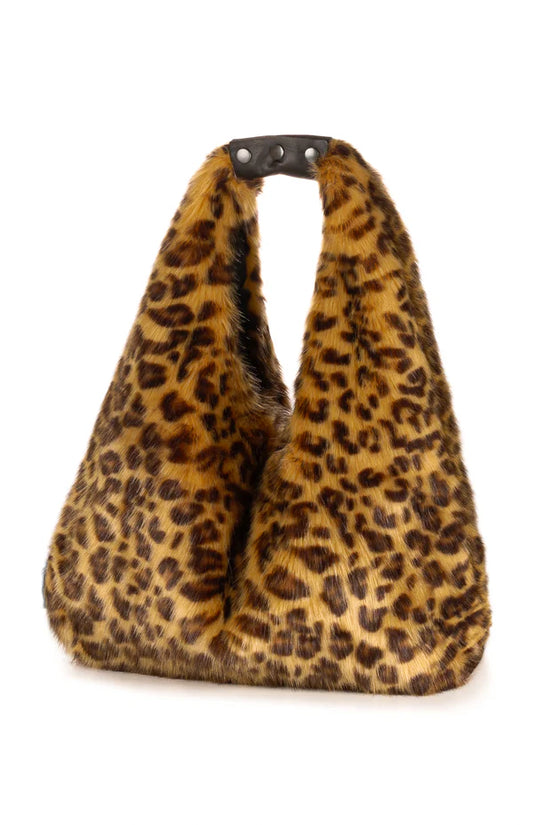 Helen Moore Animal Print Oversize Faux Fur Triangle Bag