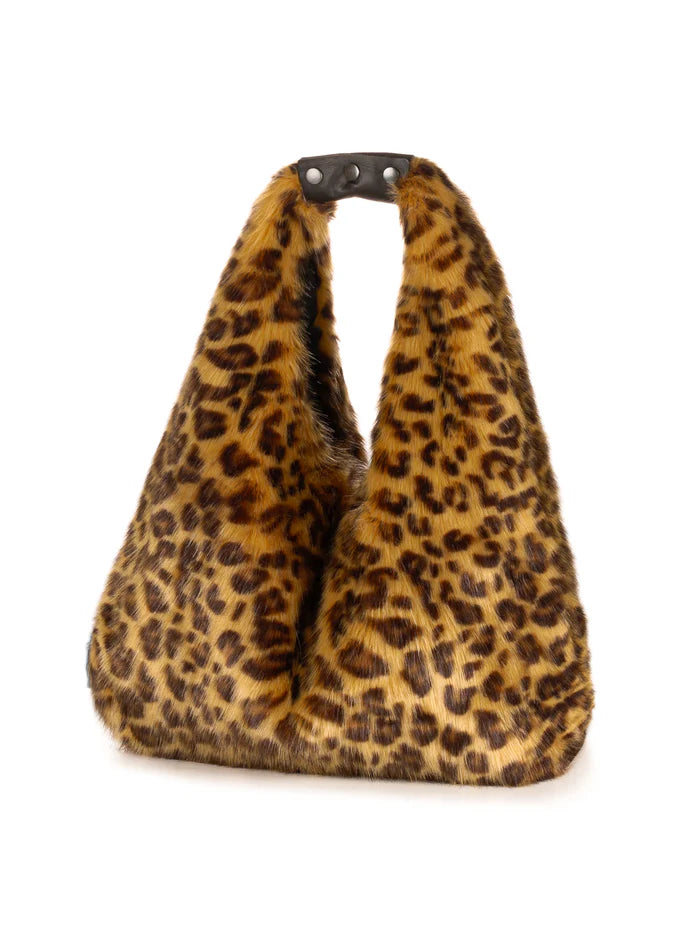 Helen Moore Animal Print Oversize Faux Fur Triangle Bag