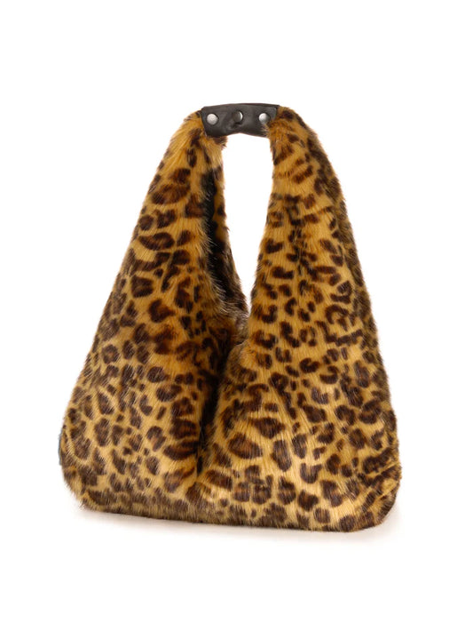 Helen Moore Animal Print Oversize Faux Fur Triangle Bag