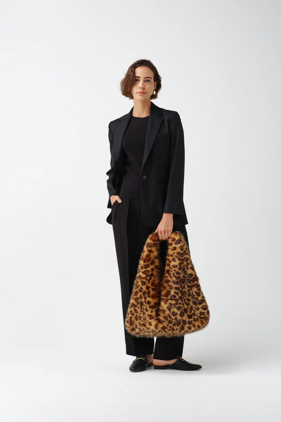 Helen Moore Animal Print Oversize Faux Fur Triangle Bag