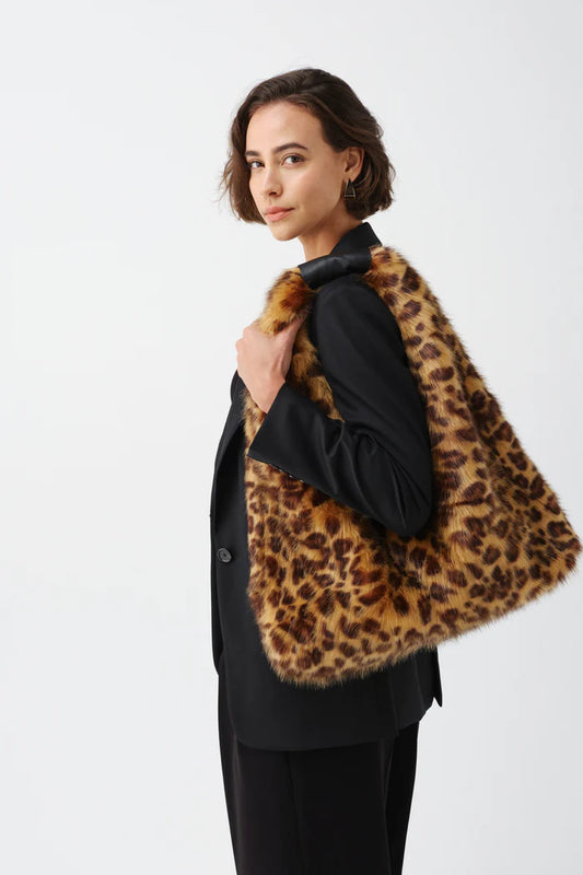 Helen Moore Animal Print Oversize Faux Fur Triangle Bag