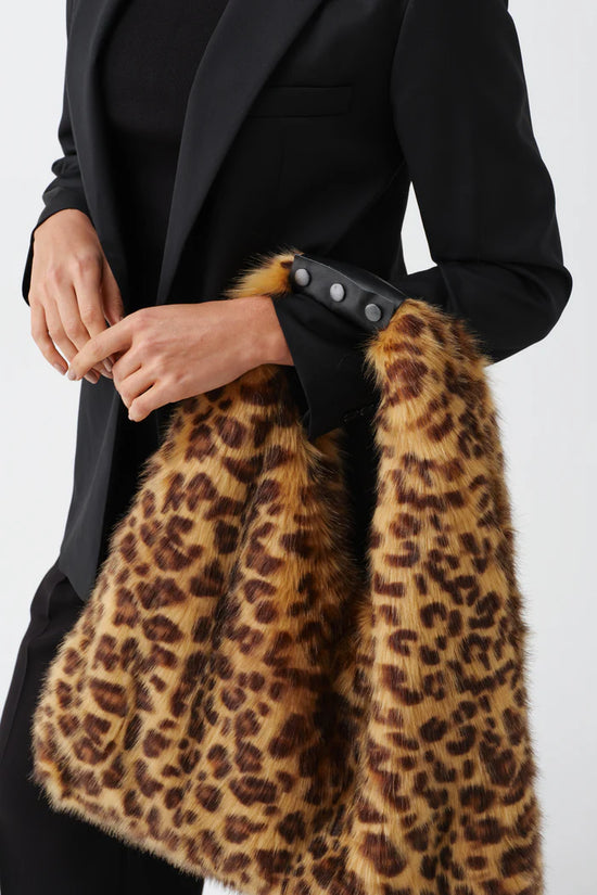 Helen Moore Animal Print Oversize Faux Fur Triangle Bag