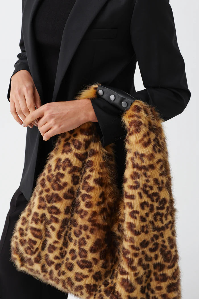 Helen Moore Animal Print Oversize Faux Fur Triangle Bag