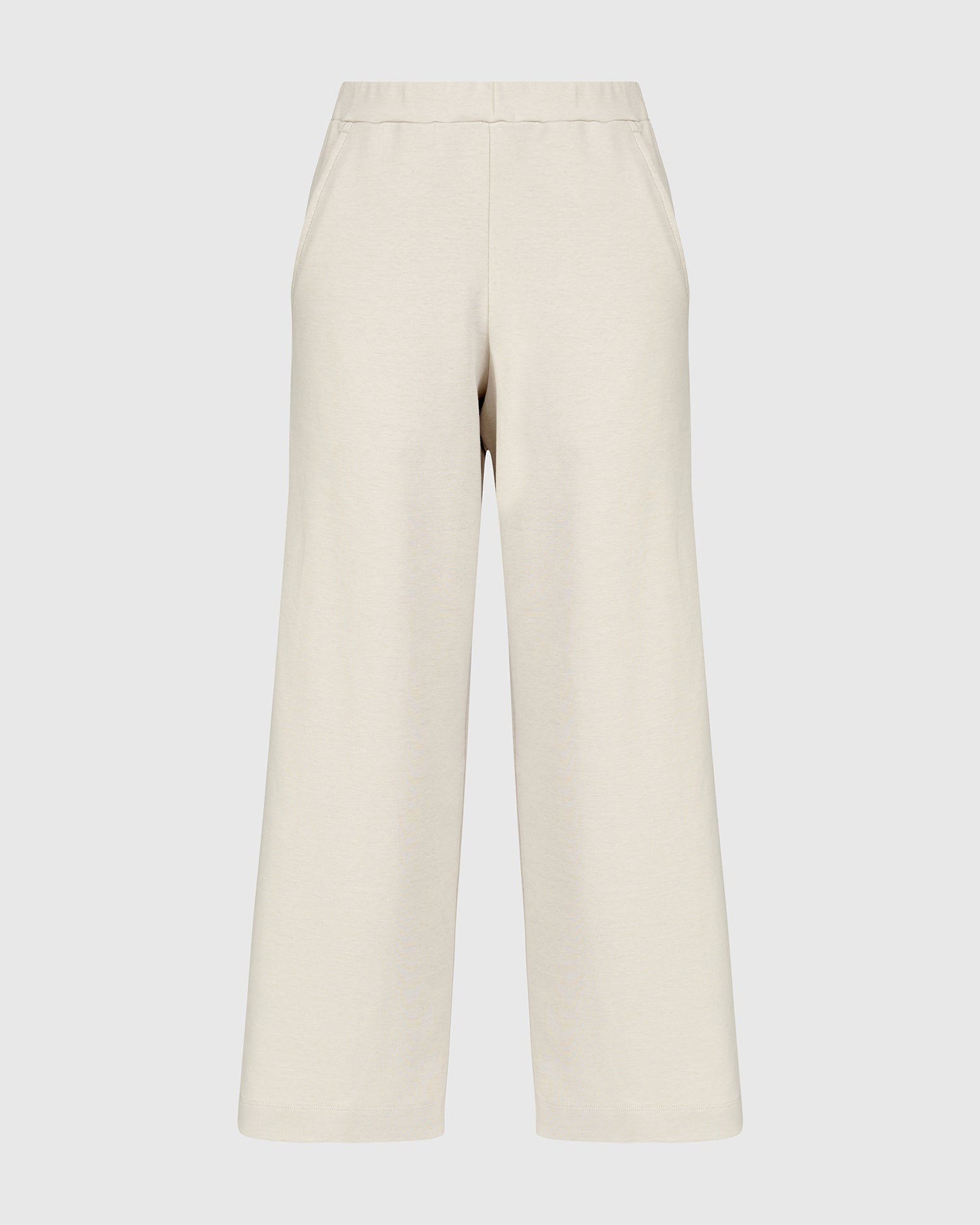 Alembika Cream Wide‑Leg Relaxed Jersey Trousers with Elasticated