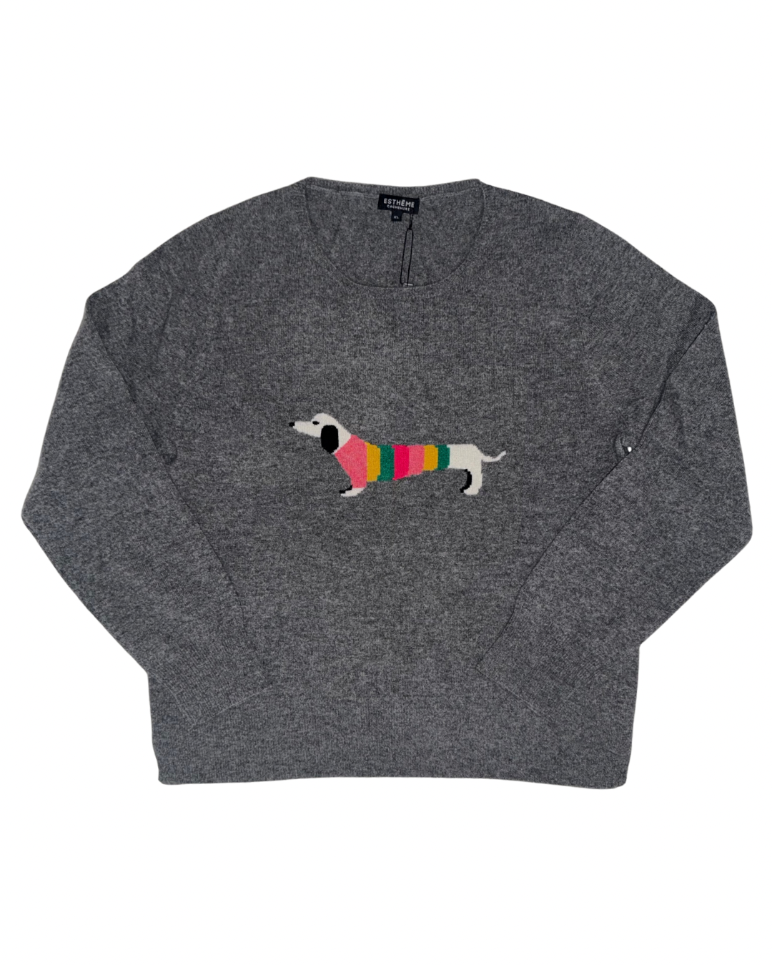 Estheme Cashmere grey dog knit sweater Ckh5229c