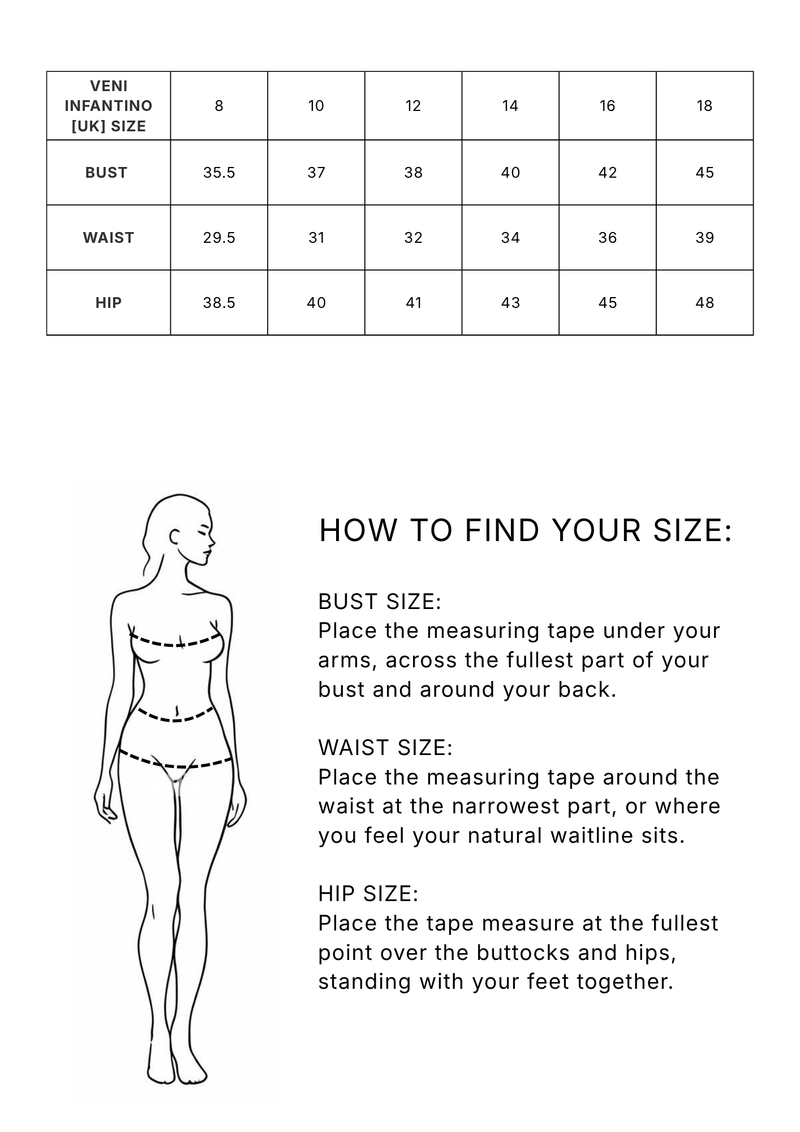 Veni Infantino sizing guide