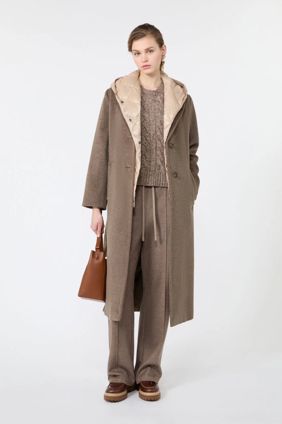Max Mara Weekend Marron Glace Wool and Alpaca Teddy Long Coat