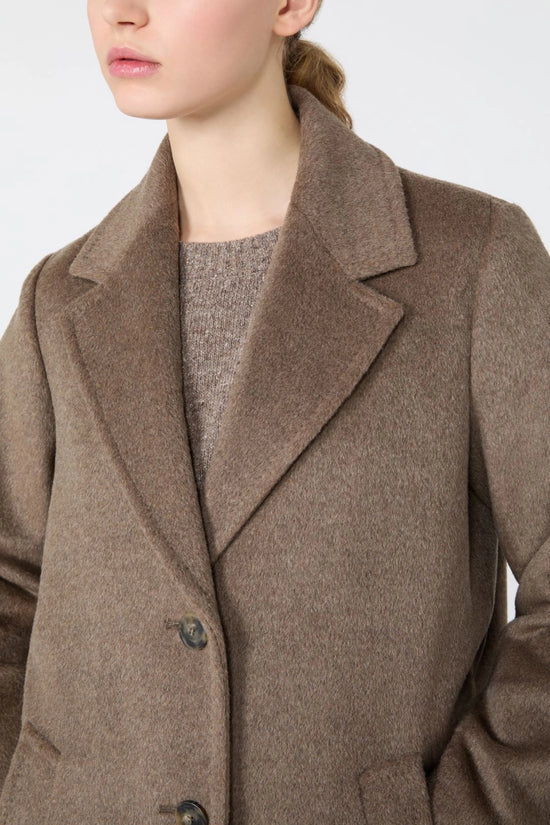 Max Mara Weekend Marron Glace Wool and Alpaca Teddy Long Coat