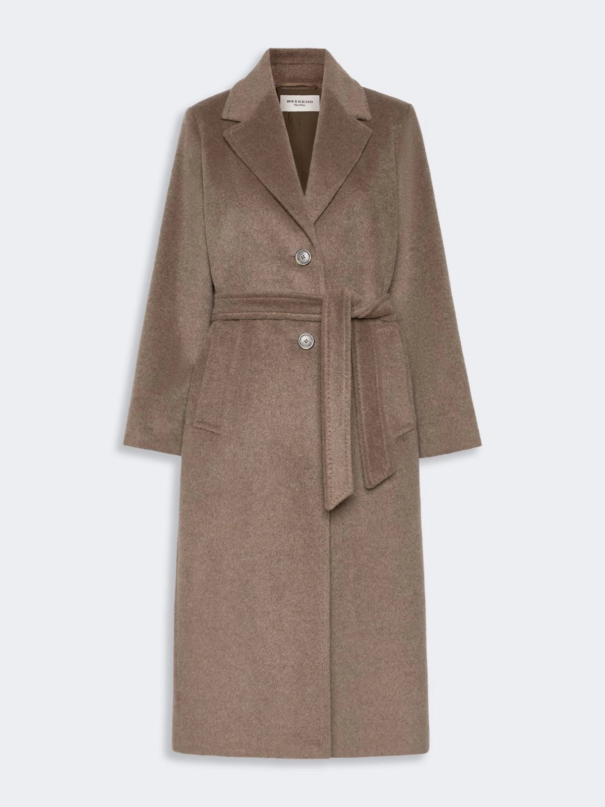 Max Mara Weekend Marron Glace Wool and Alpaca Teddy Long Coat