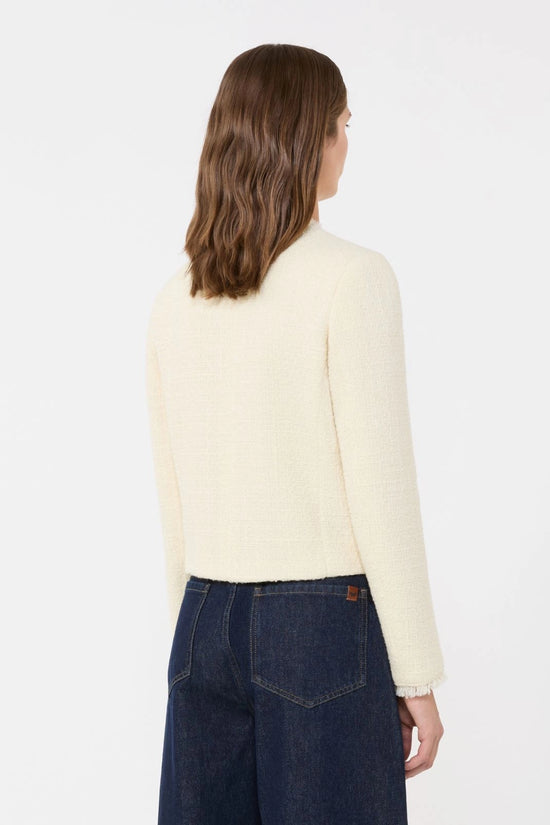 Max Mara Weekend Ecru Wool Blend Crew Neck Jacket WKDAGAMI