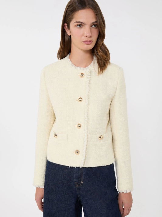 Max Mara Weekend Ecru Wool Blend Crew Neck Jacket WKDAGAMI
