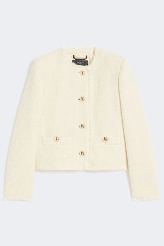 Max Mara Weekend Ecru Wool Blend Crew Neck Jacket WKDAGAMI