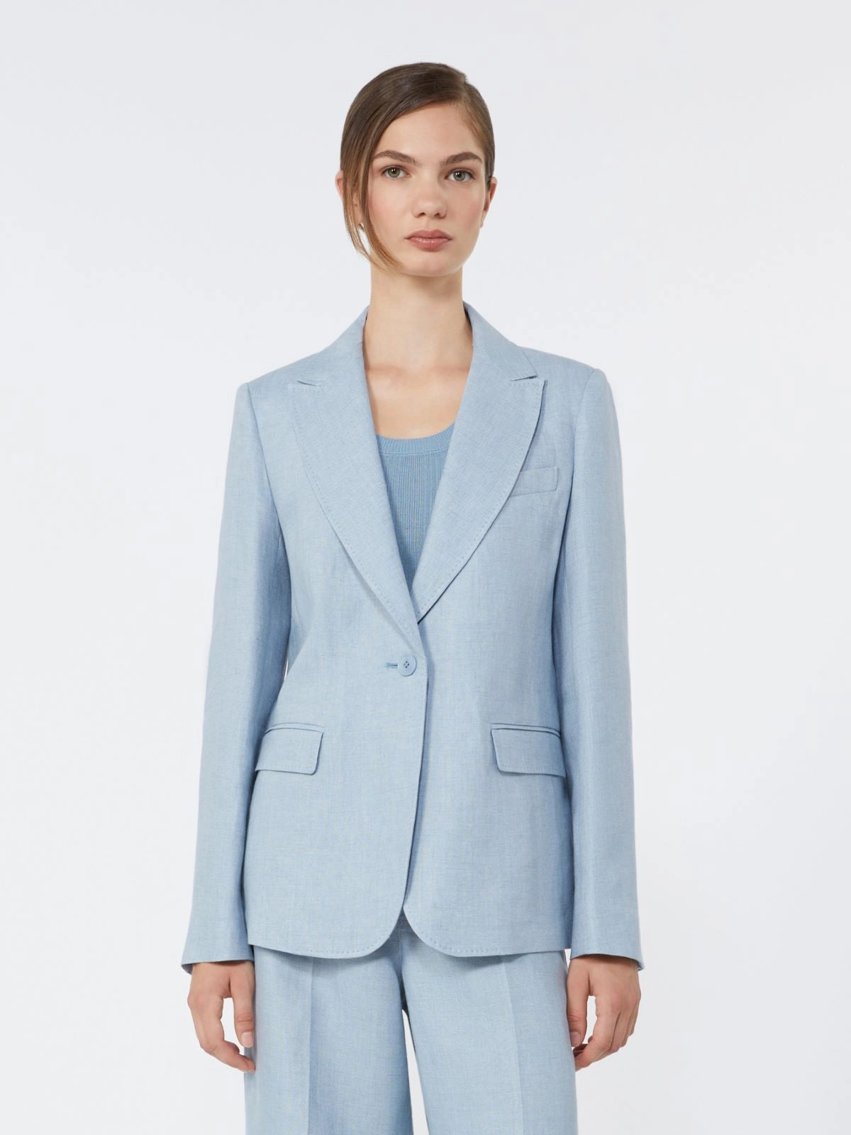 Max Mara Weekend Light Blue Linen canvas blazer WKDNALUT