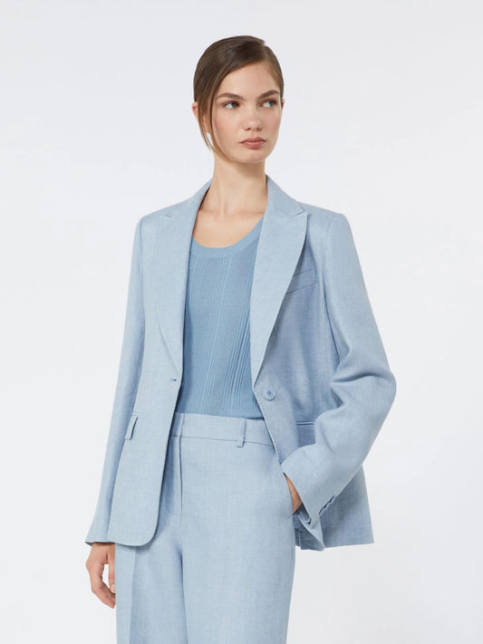 Max Mara Weekend Light Blue Linen canvas blazer WKDNALUT