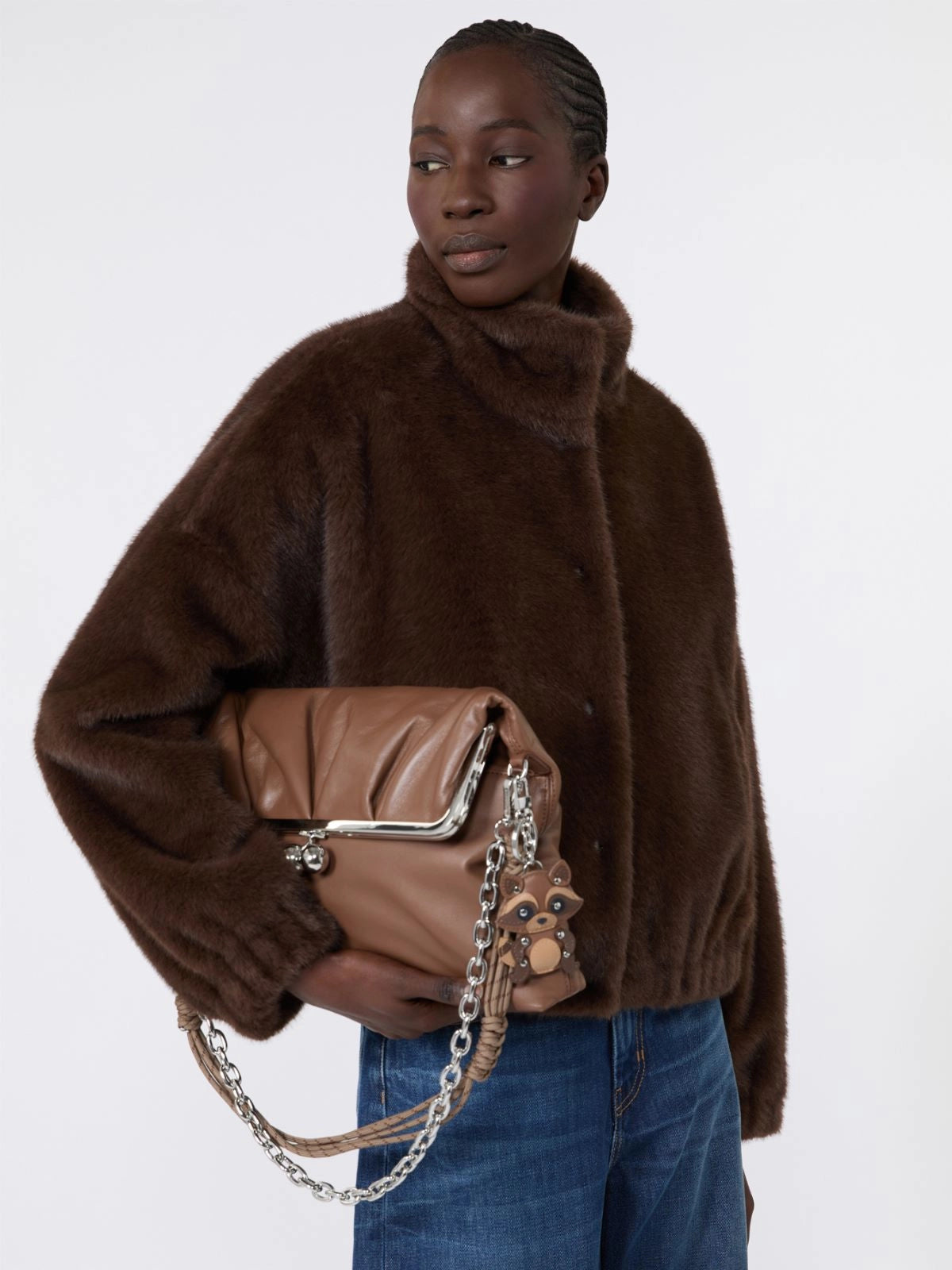 Max Mara Weekend Brown Faux Fur Short Jacket