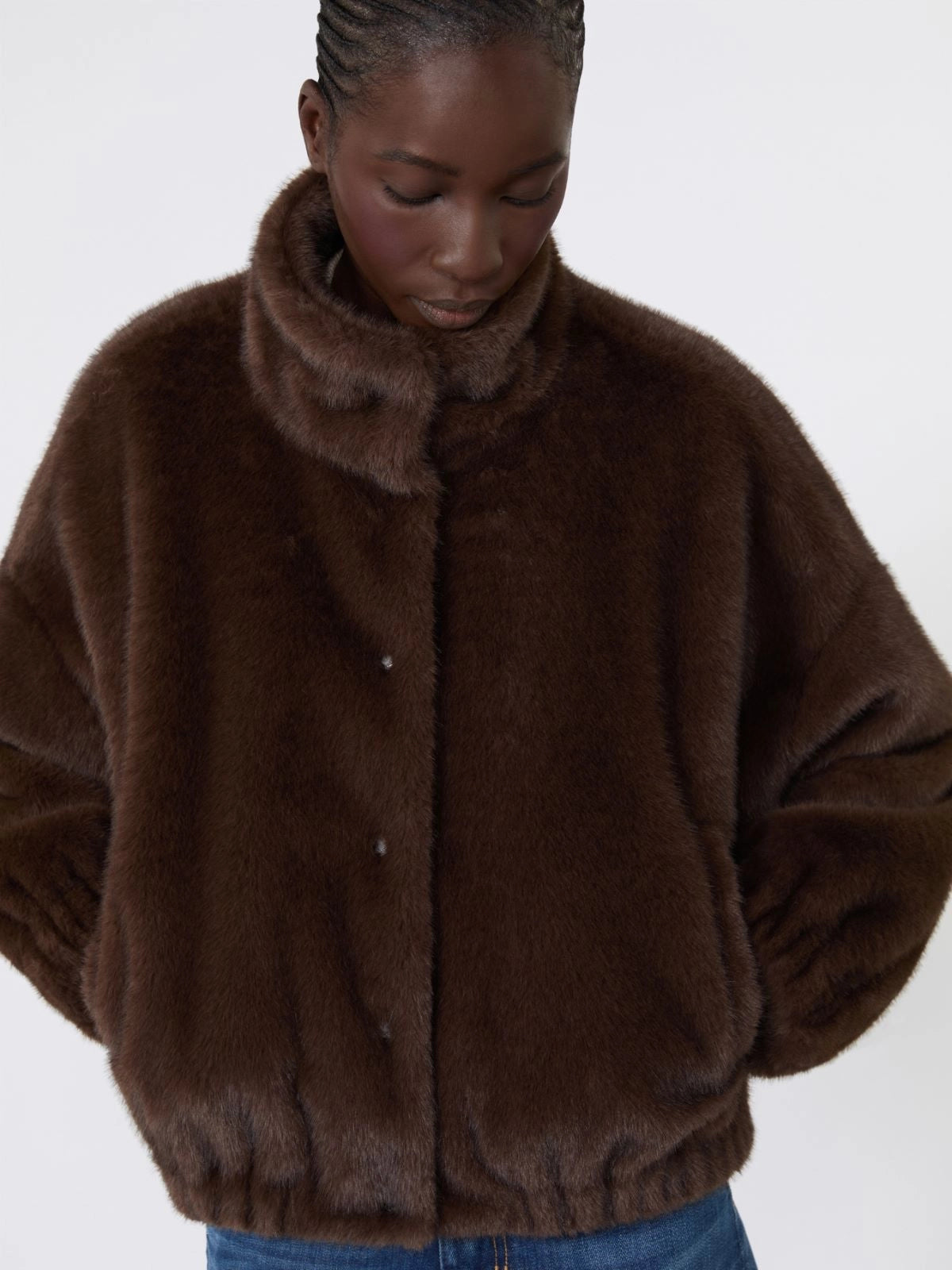 Max Mara Weekend Brown Faux Fur Short Jacket