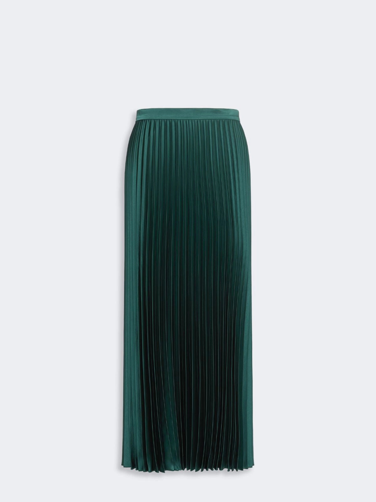 Max Mara Dark Green Pleated Satin Skirt
