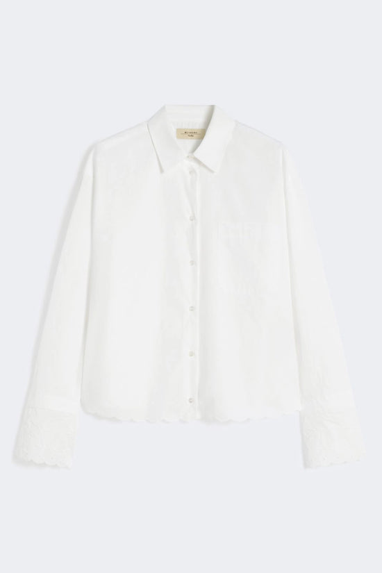 Max Mara Weekend Ivory Classic Cotton Shirt with Embroidered Hem WKDNEUTRO