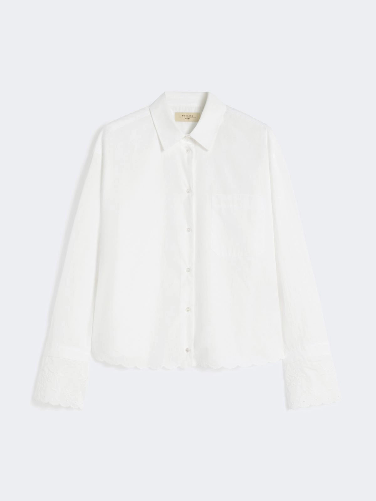 Max Mara Weekend Ivory Classic Cotton Shirt with Embroidered Hem WKDNEUTRO