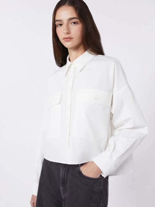 Max Mara Weekend White Asymmetrical Hem Boxy Shirt WKDBRUNO