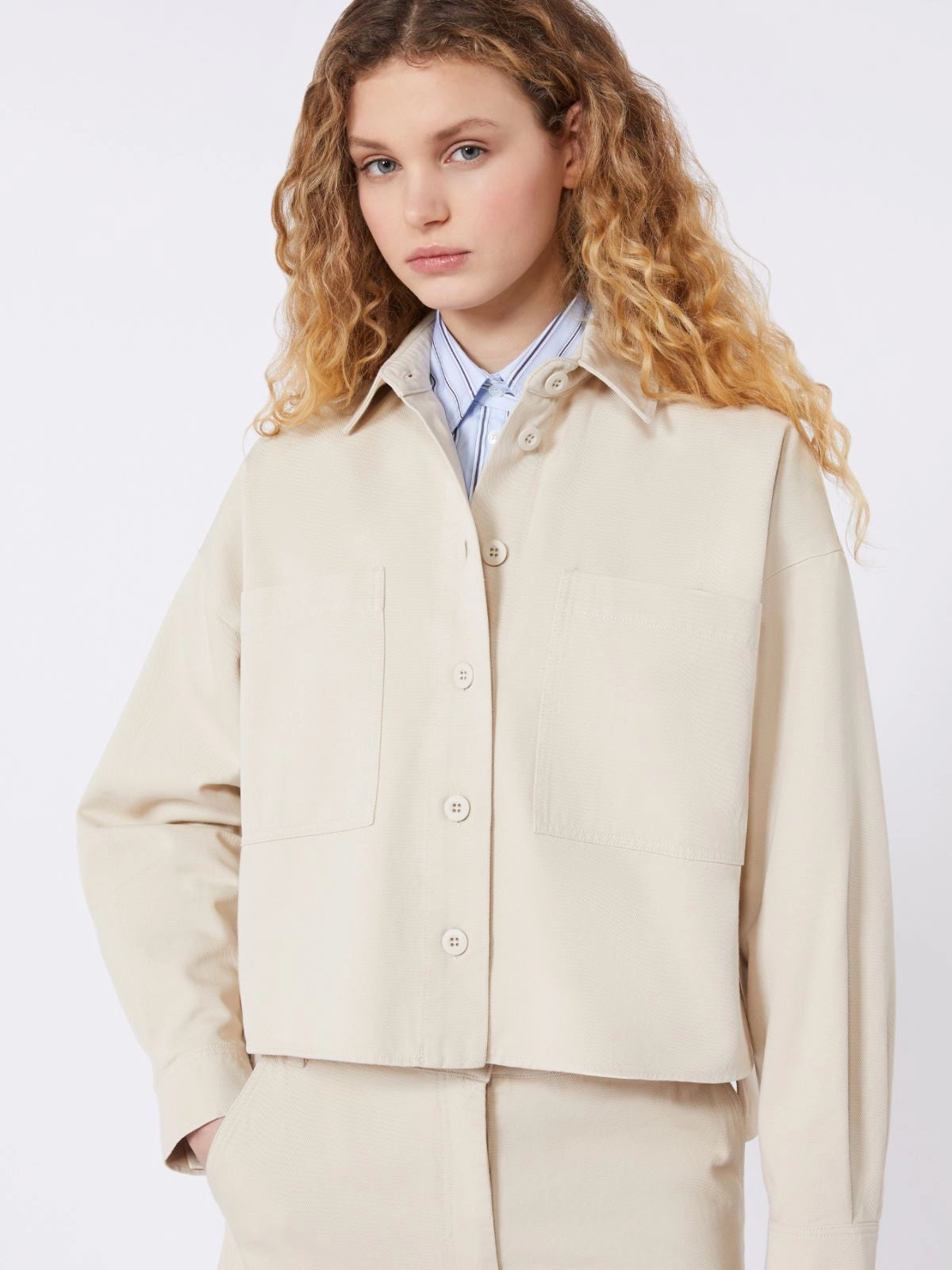 Max Mara Weekend Sand Cotton Drill Shirt Jacket WKDRADENTE