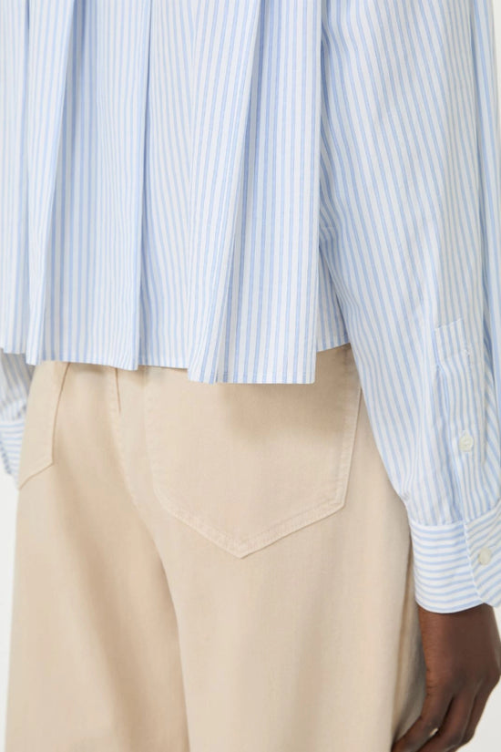 Max Mara Weekend Light Blue Stripe Cropped Poplin Shirt WKDEDEN