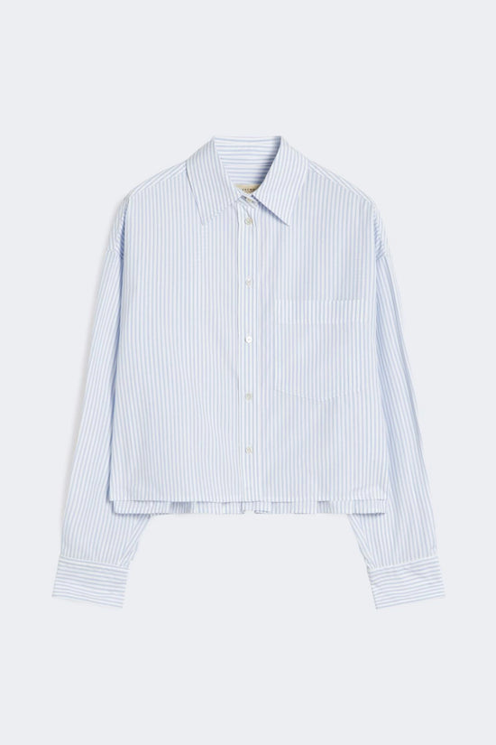 Max Mara Weekend Light Blue Stripe Cropped Poplin Shirt WKDEDEN