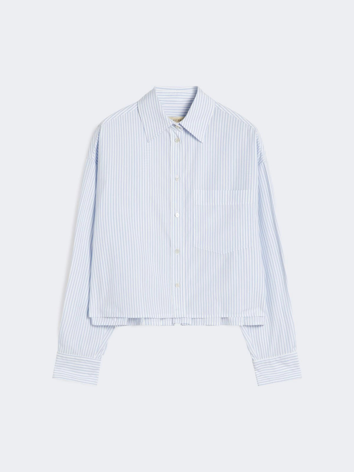 Max Mara Weekend Light Blue Stripe Cropped Poplin Shirt WKDEDEN
