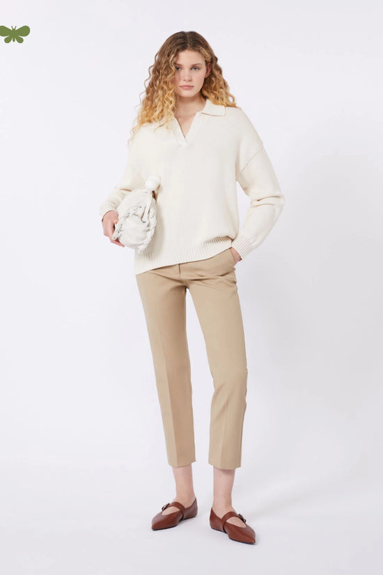 Max Mara Weekend Camel Stretch Cotton Ankle Length Trousers WKDVITE